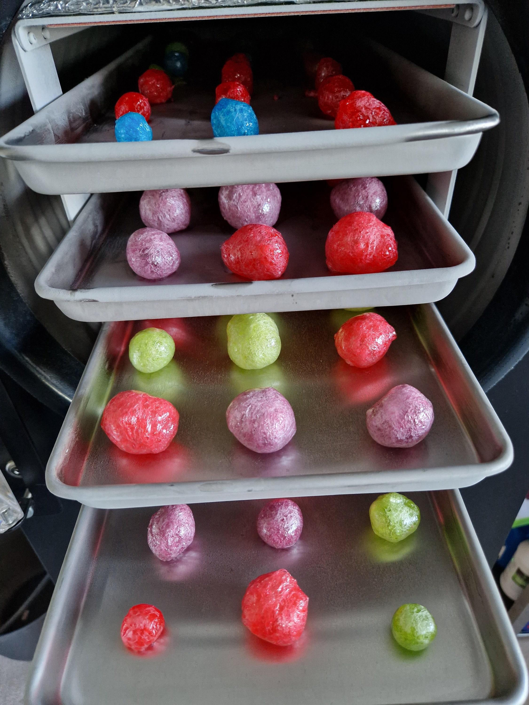 Freeze Dried Hard Candy Balls Exploded Fruity Boiled Sweets. Freeze