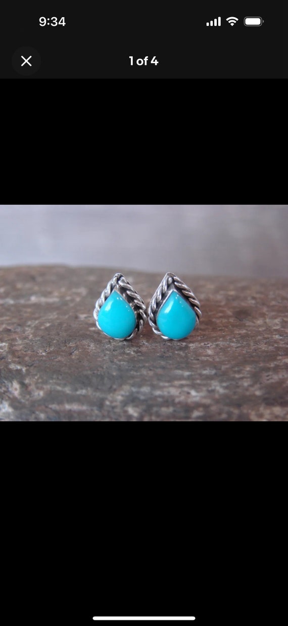 Teardrop silver and turquoise earrings