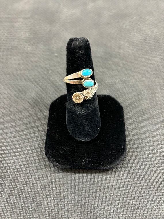 Two stone floral adjustable ring