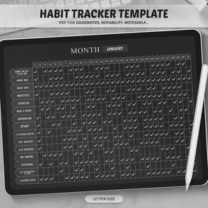 Goodnotes Template, Monthly Habit Tracker, Daily Habit Planner, iPad Planner, Goodnotes Planner, Notability, Digital Tracker