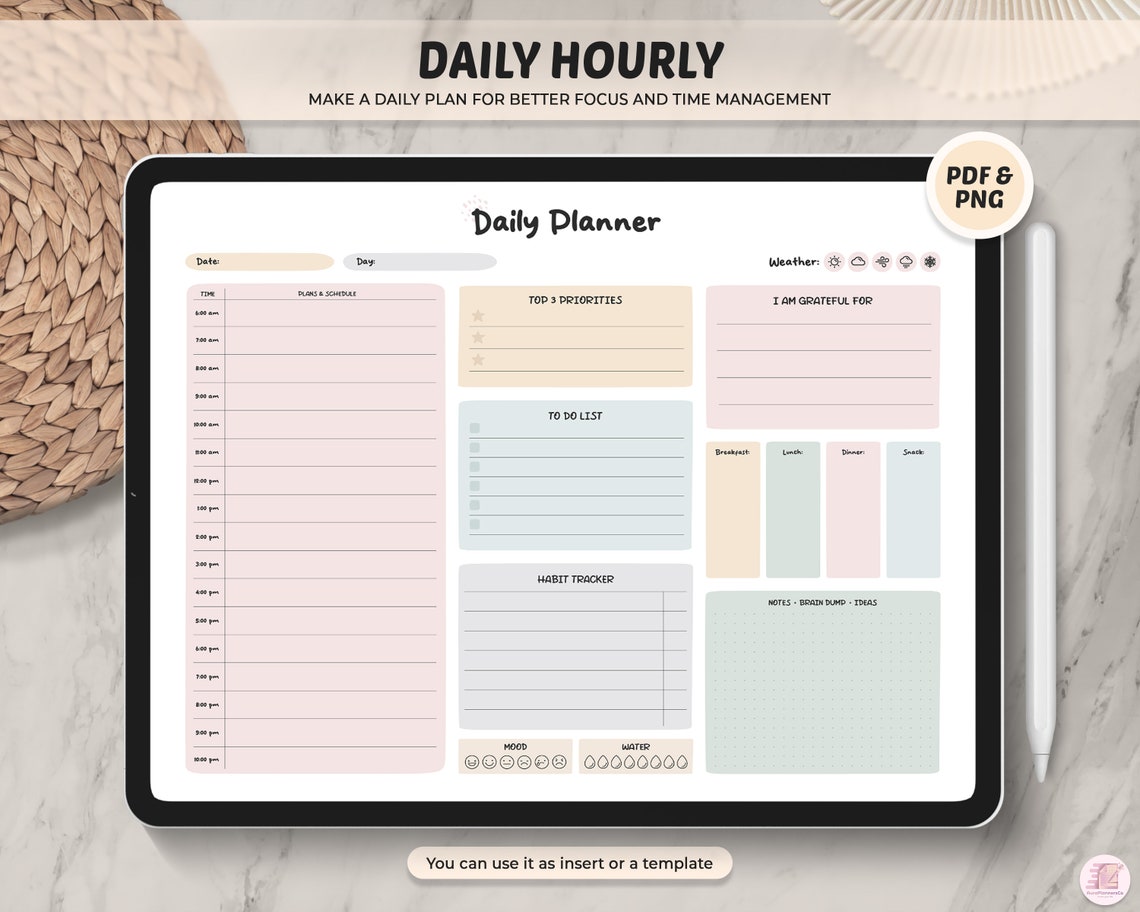 Daily Planner Goodnotes Template Daily Planner Page Digital Etsy