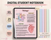 Portrait Digital Student Notebook with Tabs, Note Paper, Digital Paper, Lined, Grid, Dotted, Blank, Digital Template, Note Taking Template