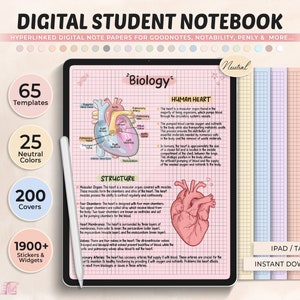 Quaderno digitale per studenti con schede, carta per appunti, carta digitale, a righe, a griglia, a punti, vuoto, modello digitale, modello per prendere appunti
