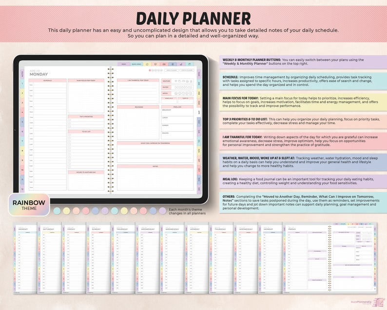 All-in-One Digital Planner 2024, 2025, 2026, Undated Digital Planner, Digital Journal, Digital Goodnotes Template, Notability, Daily Planner Bild 3