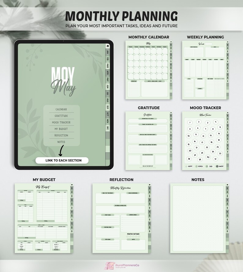 Undated Goodnotes Planner, Monthly Digital Planner, Goodnotes Template ...