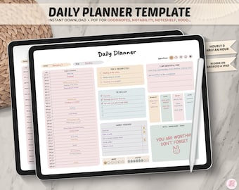 Daily Planner Goodnotes Template, Daily Planner Page, Digital Planner, Digital Template, Undated Daily Planner, Goodnotes, Notability