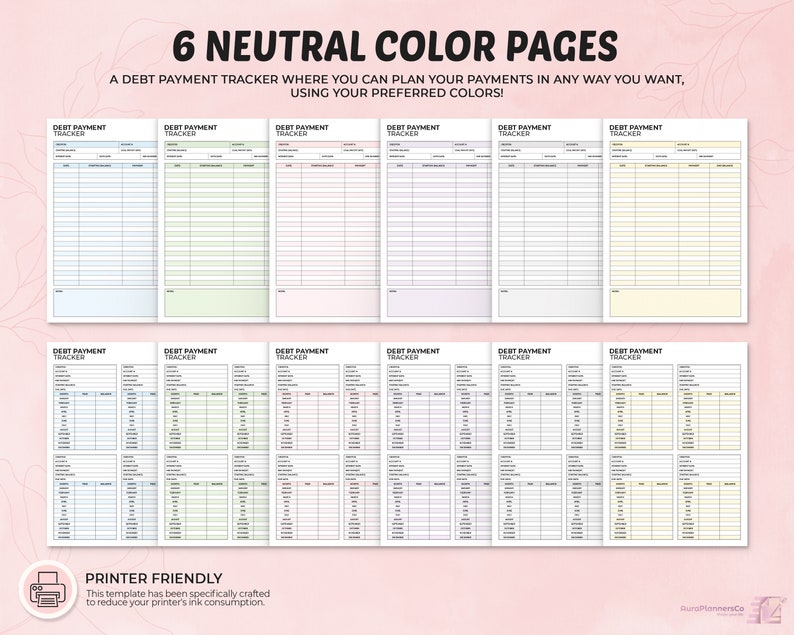 Debt Payment Tracker Printable, Printable Planner, Monthly Budget ...
