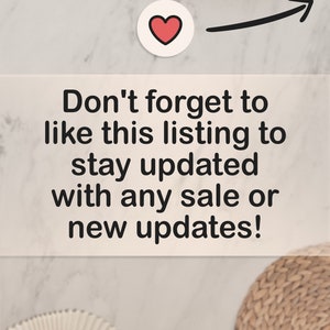 Puede incluir: Un fondo blanco con el texto: "&iexcl;No olvides darle a me gusta a este anuncio para mantenerte al d&iacute;a con cualquier venta o actualizaci&oacute;n nueva!" Un icono de coraz&oacute;n rojo est&aacute; encima del texto, con una flecha negra que apunta hacia la derecha.