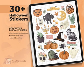 Halloween Digital Stickers, Goodnotes Stickers, Holiday Stickers, Halloween Stickers, Pre-cropped Stickers, Spooky Stickers, PNG Stickers