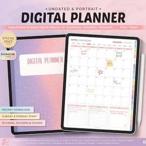 Planificador digital sin fecha, Planificador Goodnotes, Planificador digital mensual, Planificador para iPad y tabletas, Plantilla Goodnotes, Diario digital, Notability