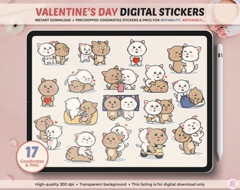 Elsa et Moka, Sticker numérique, Stickers amoureux des chats, Cadeau pour la Saint-Valentin, Stickers numériques Goodnotes, Stickers agenda numérique, Notability