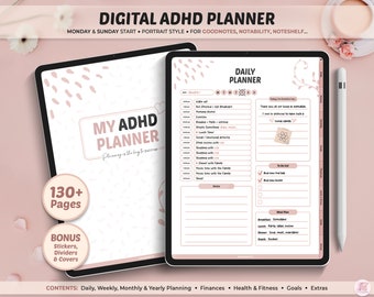 Digitaler ADHS Planer für Erwachsene, Goodnotes Digitaler Planer, ADHS-Produktivitätsplaner, Lebensplaner, iPad Planer, Digitales PDF