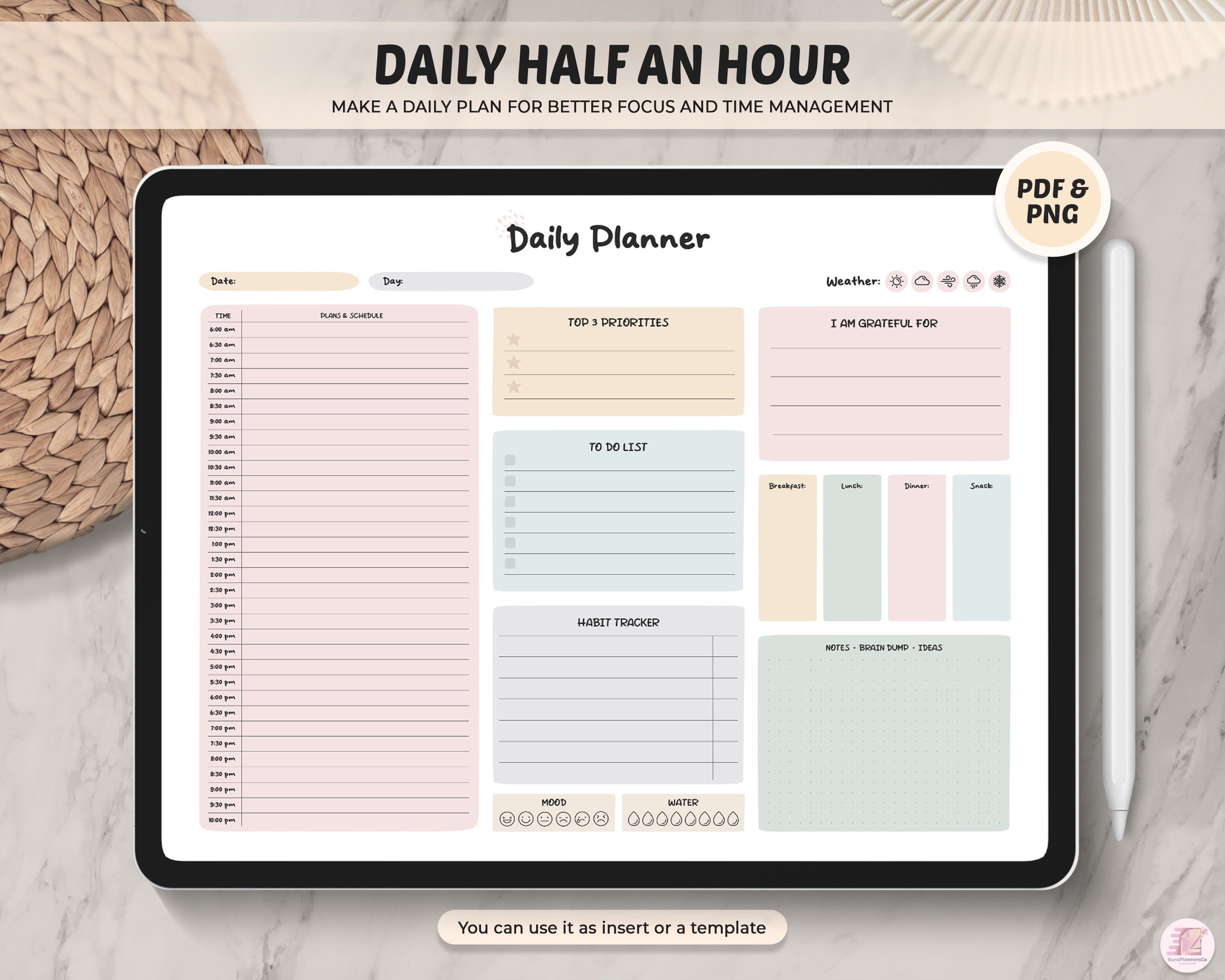 Daily Planner Goodnotes Template Daily Planner Page Digital Etsy
