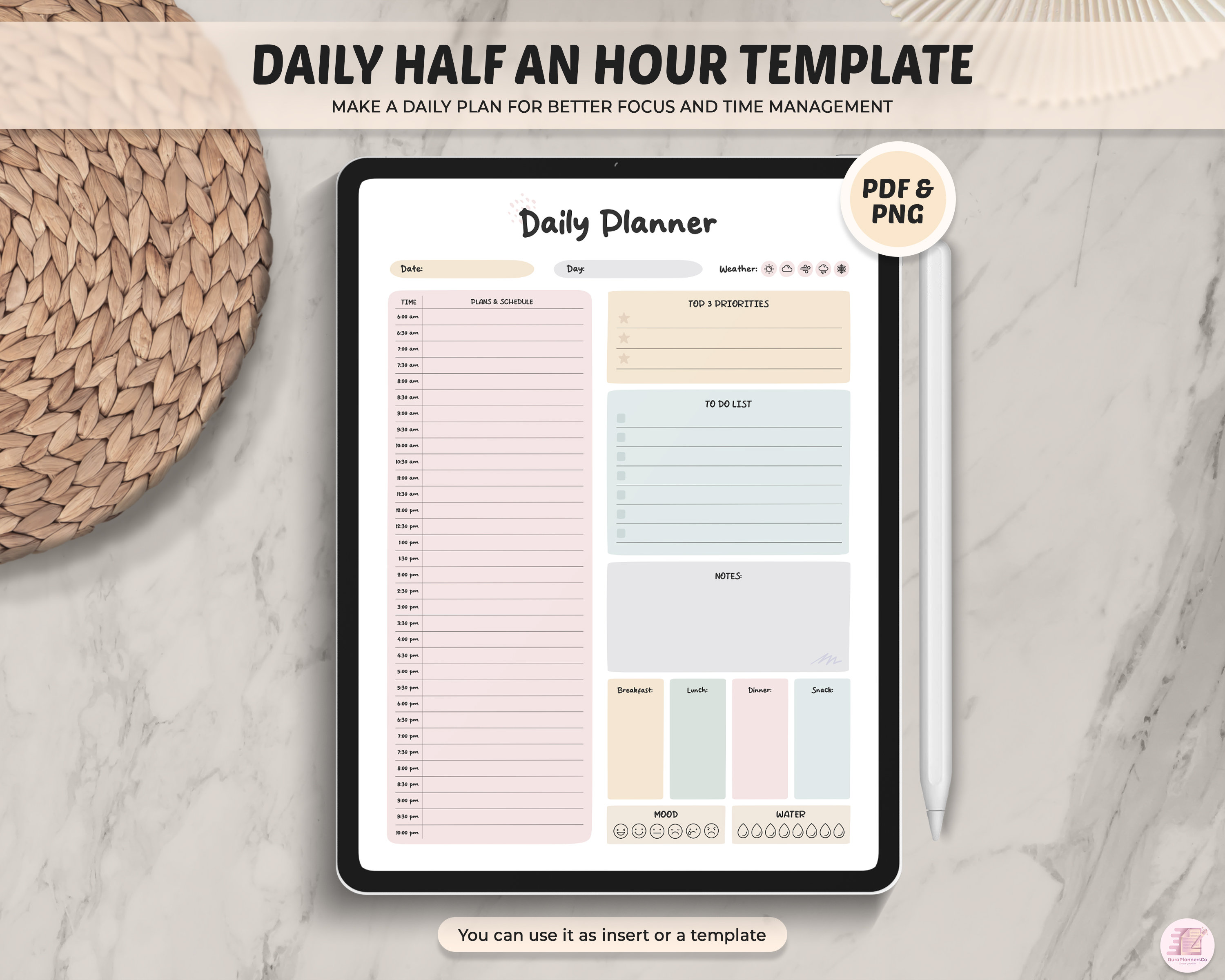 Daily Planner Goodnotes Template Daily Planner Page Daily Etsy