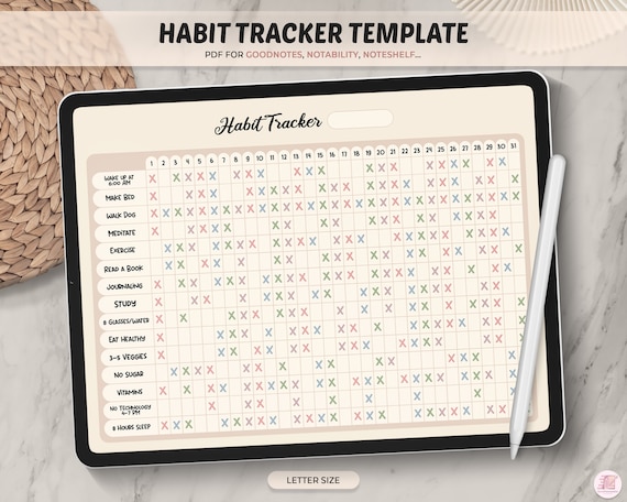 Goodnotes Template, Monthly Habit Tracker, Daily Habit Planner, iPad Planner, Goodnotes Planner, Notability, Digital Tracker