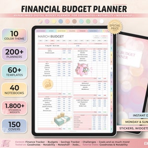 Digital Financial Budget Planner, Undated Digital Planner, Finance Tracker, Goodnotes Template, Portrait Budget Planner, Monthly Budget
