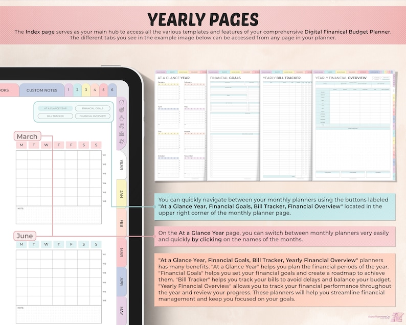 Digital Financial Budget Planner, Undated Digital Planner, Finance Tracker, Goodnotes Template, Portrait Budget Planner, Monthly Budget image 5