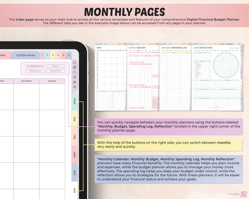 Digital Financial Budget Planner, Undated Digital Planner, Finance Tracker, Goodnotes Template, Portrait Budget Planner, Monthly Budget image 4