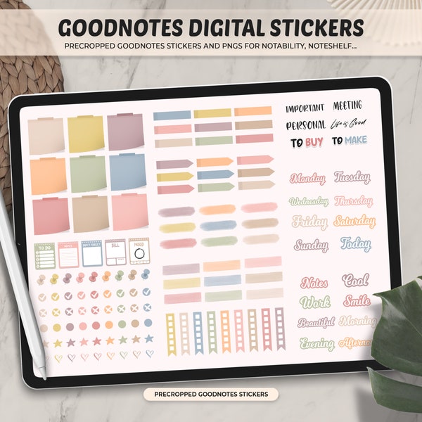 Goodnotes Digital Stickers, Boho Digital Stickers Precropped, Digital Planner Stickers, Digital Functional Stickers, Notability Stickers