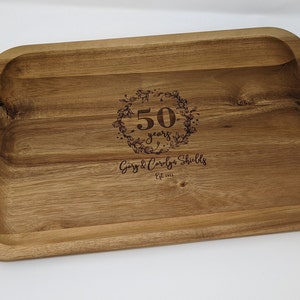 Acacia Wood Rectangle Tray with Gold Color Handles