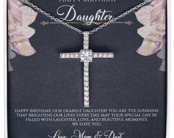 Happy Birthday Daughter Gift, Daughter Birthday Cross, Daughter Birthday Jewelry Gift, Daughter Sentimental Gift