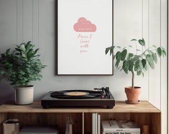 May include: A framed wall art print featuring a pink cloud graphic with the text JOHN 14:27 and the phrase Peace I leave with you in a script font, displayed on a white background within a thin black frame.