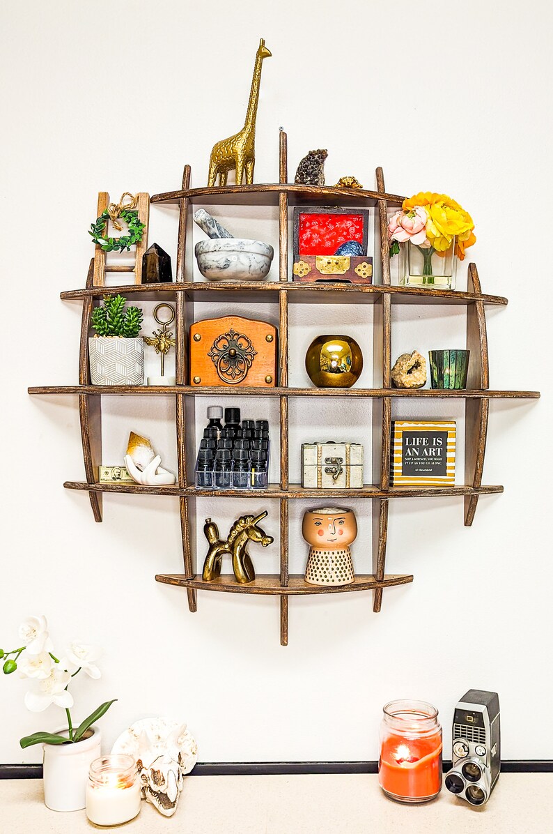Sphere Wood Shelf Globe Shelf Unique Wall Decor Crystal Etsy