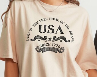 Camiseta "USA Land of the Free Since 1776", Camiseta patriótica del Día de la Independencia.