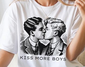 Camiseta gráfica Kiss More Boys, ropa LGBTQ para el desfile del Orgullo