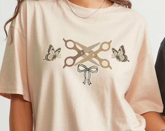 Camiseta con estampado sutil de tijeras para lesbianas, camiseta de algodón con diseño de orgullo lésbico sutil.