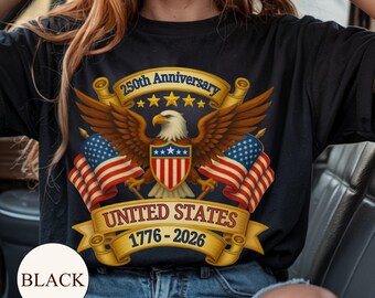 Camiseta del 250 aniversario del águila de Estados Unidos, camiseta gráfica patriótica
