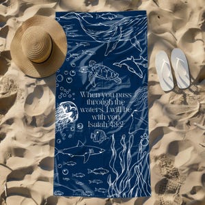 Christian Bible Verse Beach Towel, Christian Art Gift for Teens, Christian Merch for Girls Trip, Catholic Gift, Bible Verse Study Gift