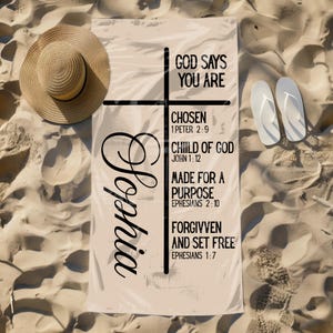 Christian Bible Verse Beach Towel, Good Says You Are Gift for Teens, Affirmations Christian Merch Gift, Catholic Gift Bible Verse Study Gift