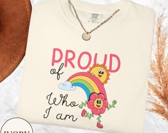 Camiseta Orgulloso de ser quien soy, camiseta con flores arcoíris, camiseta de igualdad y orgullo LGBT