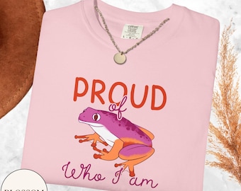 Camiseta con estampado sutil de rana lesbiana, camiseta de algodón con el lema "Orgullo sutil".