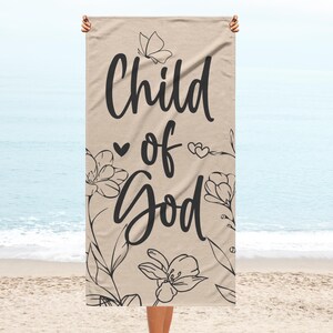 Christian Swimmer Bible Beach Towel, Christian Art Gift for Teens, Christian Merch for Girls Trip, Catholic Gift, Bible Verse Study Gift
