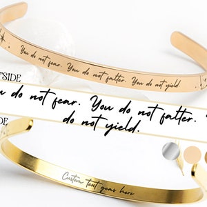 You Do Not Fear, You Do Not Falter, You Do Not Yield Cuff Bracelet, Book Lover Christmas Bookish Jewelry Gift for Her, ACOTAR ACOWAR Jewelry