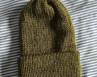 Grunge khaki green knit hat