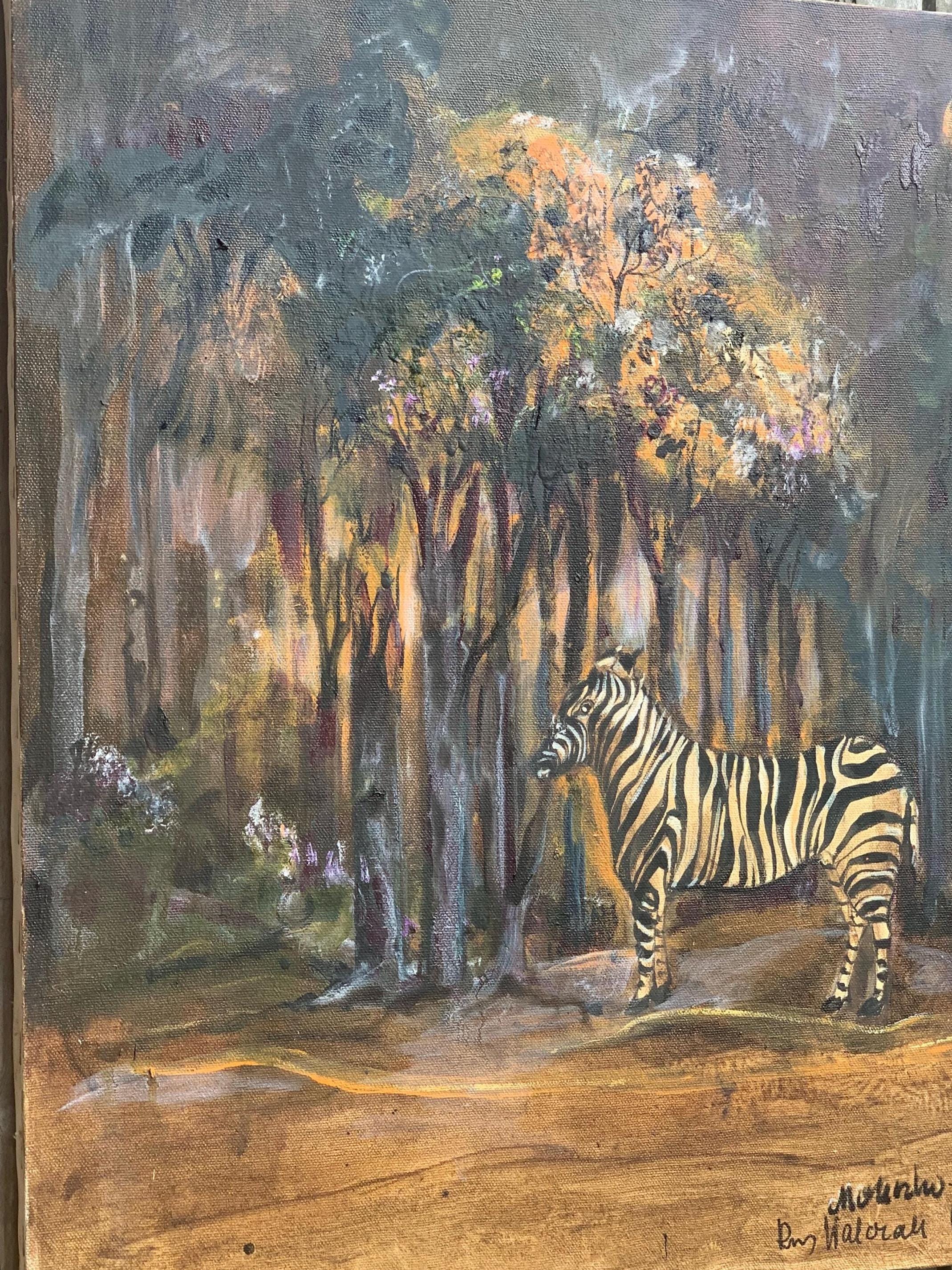 DANA QUEEN ゼブラ アート額縁付き Zebra Painting Vintage Framed - Etsy