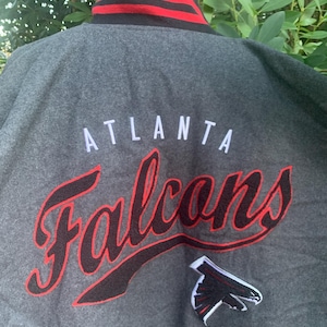 Rare Atlanta Falcons Vtg Men’s Varsity Jacket Grey Wool Reverses Red Satin 4XL-5XL Bomber