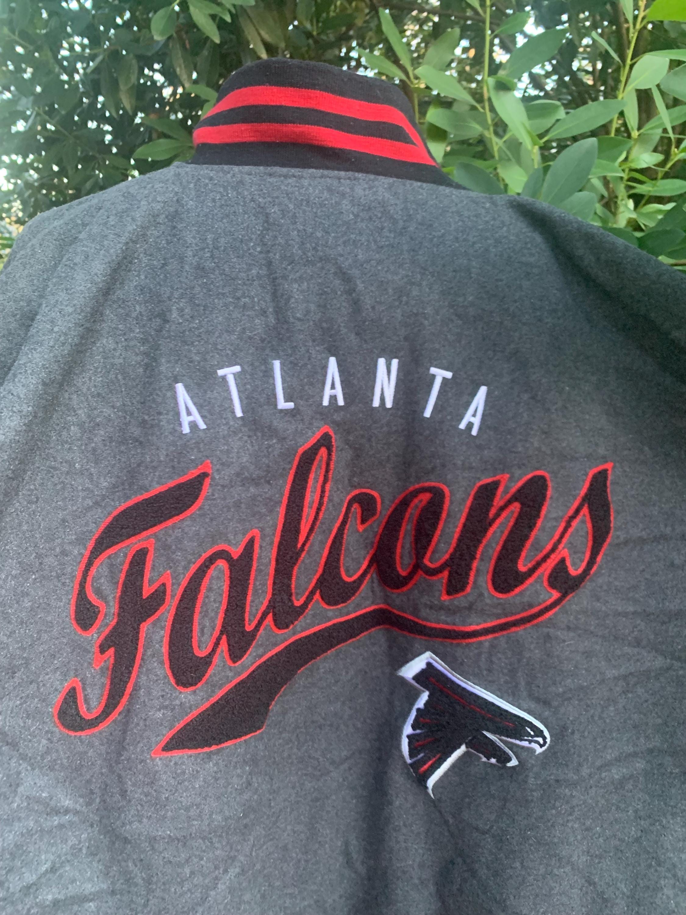 Rare Atlanta Falcons Vtg Men’s Varsity Jacket Grey Wool Reverses Red Satin  4XL-5XL Bomber