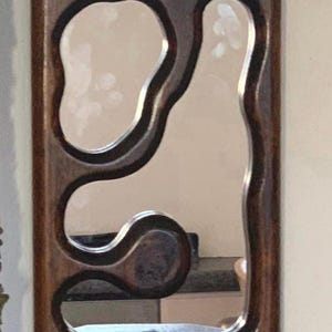 MCM Wooden Abstract Freeform Mirror Wall Shelf Statement Piece Mid Century Modern Modernist