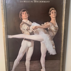 Vintage 1976 Rudolf Nureyev i Eva Evdokimova Balet Print - Program Śpiącej Królewny w ramce