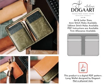 Zey Cardholder, Wallet Pattern PDF |A4 + Letter Format| Leather wallet pattern, wallet PDF template, leather cardholder pattern