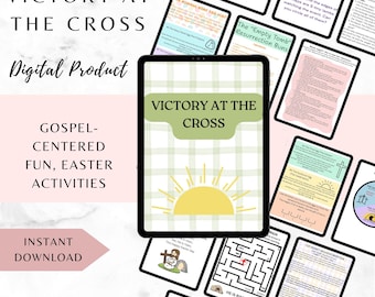Victory at the Cross Easter Activity Kit for Kids-Christian Printable-Resurrection-Romans Road Egg Hunt-Holy Week Games-Family Devotional