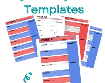 July Weekly Menu Templates/Weekly Meal List/Instant Download/Colorful Planner/Independence Day Menu/Themed printable/Summer Menu