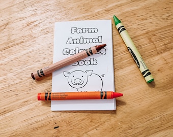 Farm Animal Small Coloring Book/Children’s Printable Coloring Booklet/One Page Micro Book/Digital Download/Restaurant Fun/Tiny Coloring Book