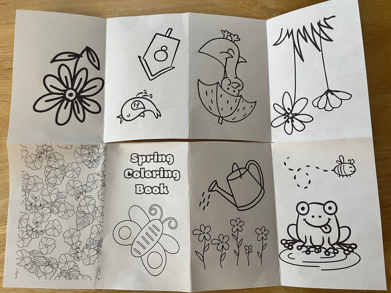 Spring Foldable Coloring Book/children’s Printable Coloring Booklet/one ...