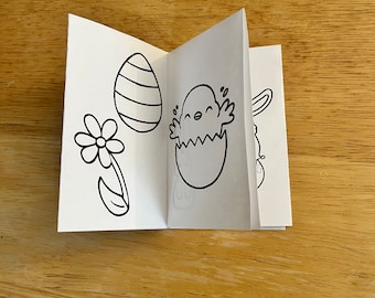 Easter Fun Small Coloring Book/Children’s Printable Coloring Booklet/One Page Micro Book/Digital Download/Restaurant Fun/Tiny Coloring Book