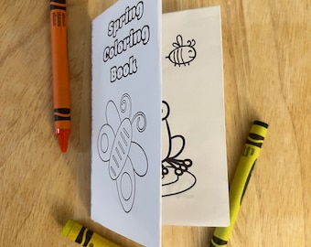 Spring Foldable Coloring Book/Children’s Printable Coloring Booklet/One Page Micro Book/Digital Download/Restaurant Fun/Tiny Coloring Book